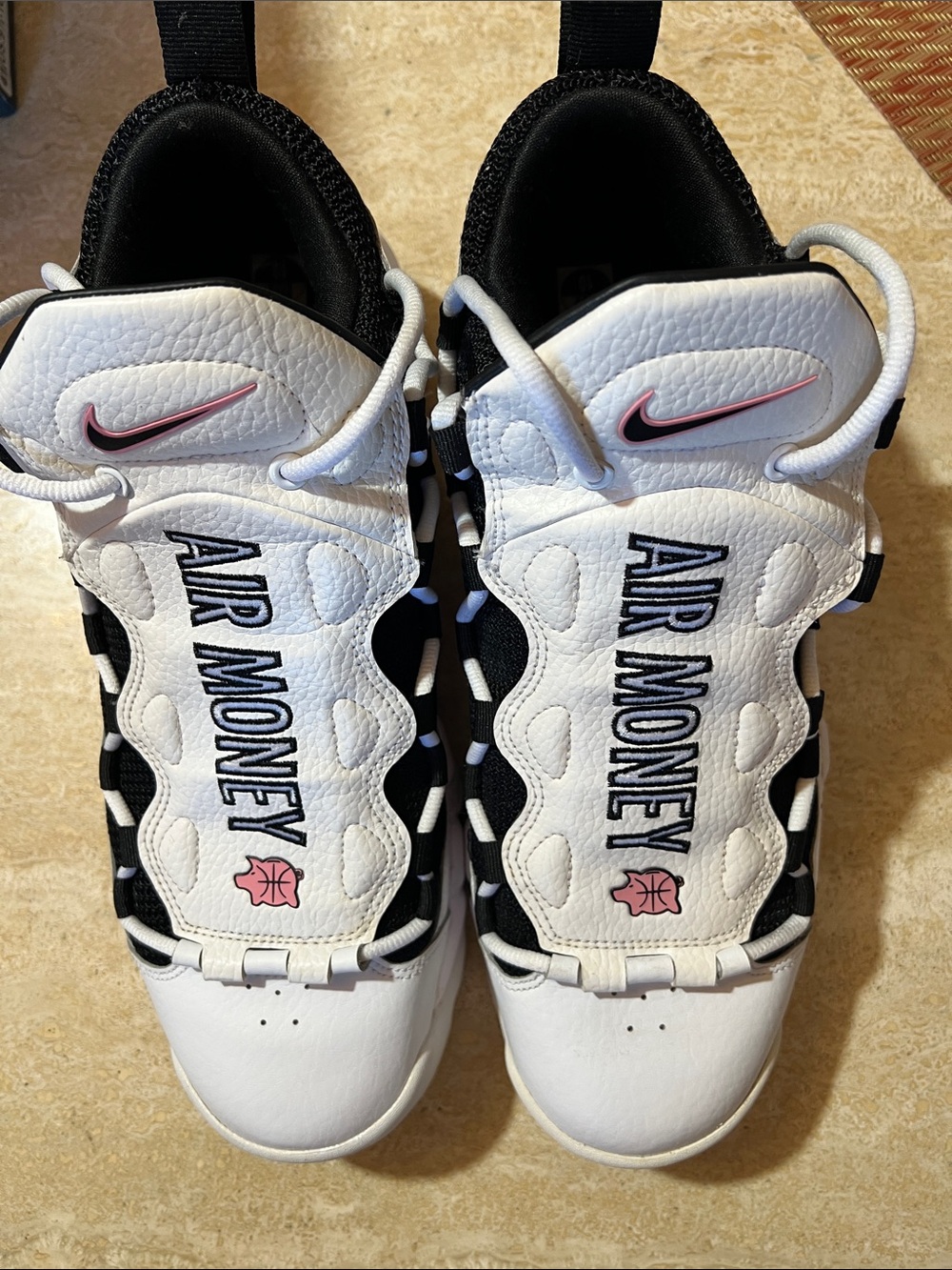 Nike Men Air Money White and Black Basketball Sneakers with blank shroud